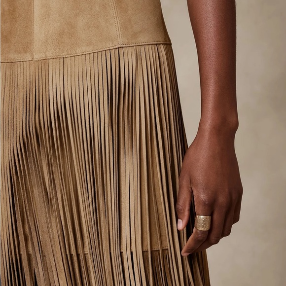 Banana Republic Tan Suede Fringe Midi Skirt - Picture 3 of 6